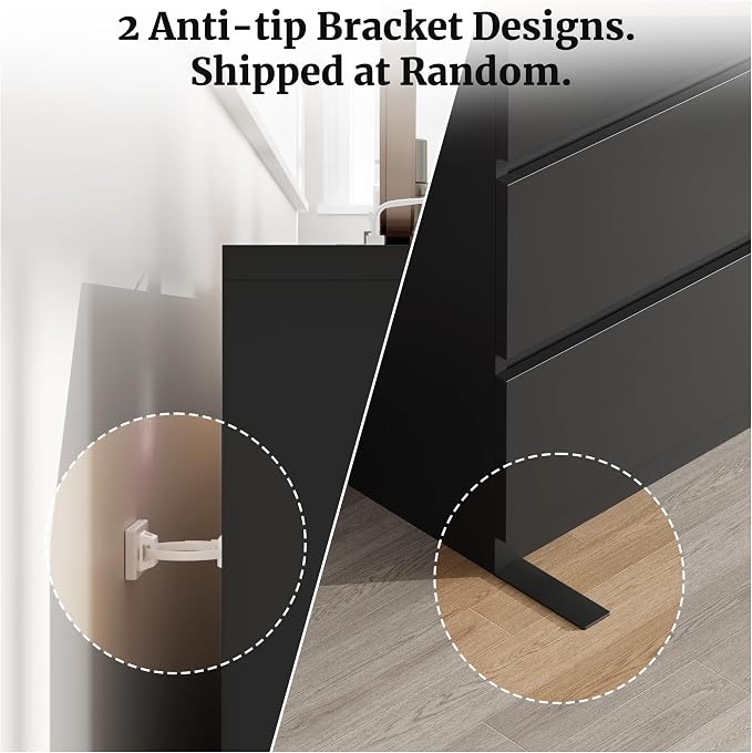 6 Drawer Dresser for Bedroom 47" Wooden Black Dressers Chests of Drawers | Double Closet Storage Cabinet w/ Charging Station LED RGB Lights 2 Open Shelves Modern Dresser TV Stand for Living Room