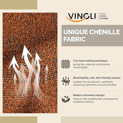 VINGLI 110' U-Shaped Sectional Couch with Two Chaise, Affordable Small Sofa with 4 Seats, Chenille Fabric Comfy Couches for Living Room, Orange