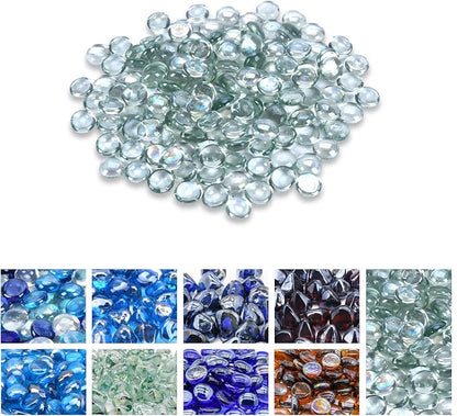 GasSaf Clear Fire Glass Beads for Outdoor Fire Pit, Fireplace, Replaces Existing Gas Logs & Lava Rocks, 3/4 Inch Glass(20 Pound)(Crystal Clear Luster)