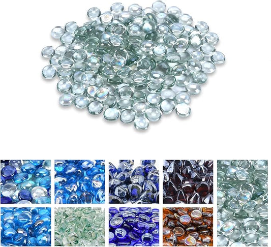 GasSaf Clear Fire Glass Beads for Outdoor Fire Pit, Fireplace, Replaces Existing Gas Logs & Lava Rocks, 3/4 Inch Glass(20 Pound)(Crystal Clear Luster)