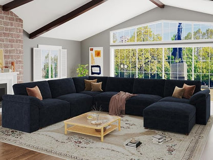EASE MOOSE Oversized Sectional Modular Sofa,Modern Comfort L Shape Sectional Couch Wide Deep seat Couch for Living Room,Removable and Washable,Blue