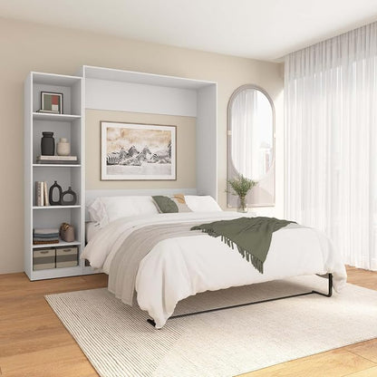 Bestar Claremont Queen Murphy Bed with Closet Organizer (85W) in White, Space-Saving Sleeping Arrangement for Multipurpose Room