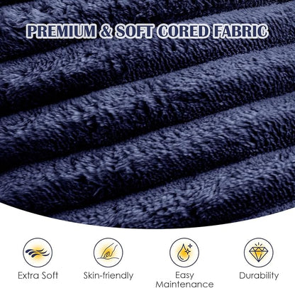 SHOUREN Stuffed Round Ottoman,Corduroy Pouf Ottoman Foot Rest with Foam Filling,Pouf Storage Ottoman Footstool for Living Room,20 X 15 Floor Poufs for Couch,Footrest Only - 20 X 15 Inches,Navy