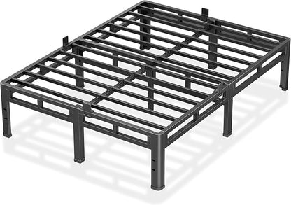NKZ 12 Inch King Size Bed Frame, Metal Bed Frame & Box Spring 2 in 1 Platform with Round Corner Legs, 4000Lbs Heavy Duty Metal Frame, Mattress Slide Stopper, Headboard Hole, Noise-Free, Easy Assembly