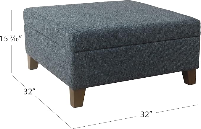 HomePop 32" Square Storage Ottoman - Textured Navy