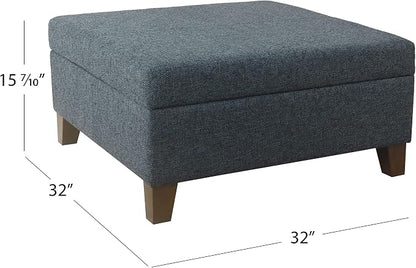 HomePop 32" Square Storage Ottoman - Textured Navy