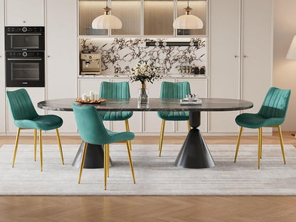 VECELO Dining Chairs Set of 4, Velvet Fabric & Metal Frame, Mordern Style for Kitchen, Living Room,Offcie, Green