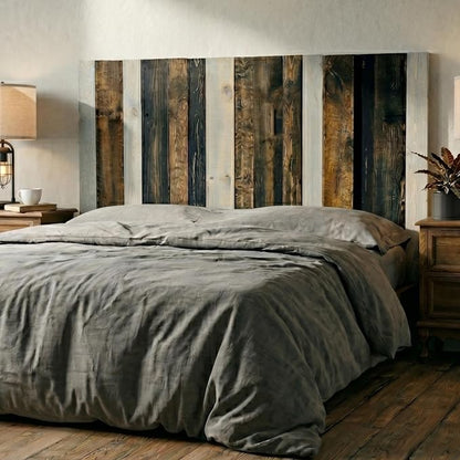 Barn Walls King Headboard - All Terrain Mix Multi-Tonal Solid Wood Panels | Wall Mount, Adjustable Height, Made in America