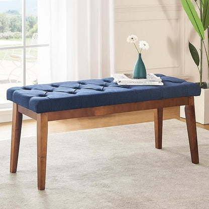 kinmars Upholstered Bench for Bedroom End of Bed,42.5-inch Entryway Bench for Living Room,Dining Bench with Padded Seat and Solid Wood Leg for Kitchen Bedroom,Indoor and Hallway