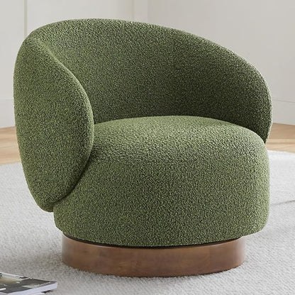 KISLOT Swivel Accent Chair Round Barrel Armchair Upholstered Performance Fabric for Living Room Bedroom Waitingroom,1 Box,Moss Green