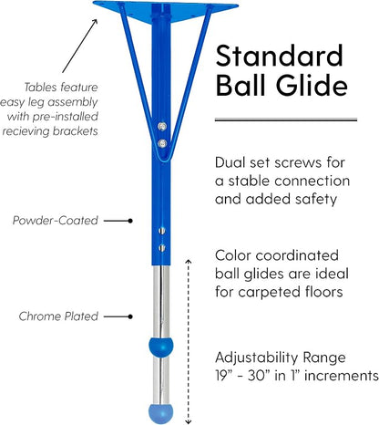 FDP Kidney Activity School and Office Table (48 x 72 inch), Standard Legs with Ball Glides for Collaborative Seating Environments, Adjustable Height 19-30 inches - Gray Top and Blue Edge