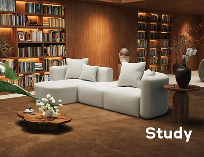 116" Modular Sectional Couches with Ottoman, Luxury Modern Curved Back Sofa, Minimalist Style Oversized 4 Seat Deep Comfy Convertible L Shape Boneless Couch for Living Room Office Studio Apartment