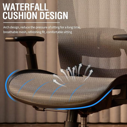 ELABEST T96 Mesh Office Chair,Ergonomic Computer Desk Chair,Sturdy Task Chair- Adjustable Lumbar Support & Armrests,Tilt Function,Comfort Wide Seat,Swivel Home Office Chair