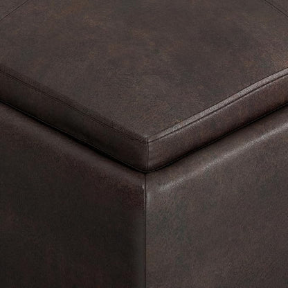 SIMPLIHOME Avalon Wide Contemporary Square Coffee Table Storage Ottoman, Distressed Brown, Table Ottoman