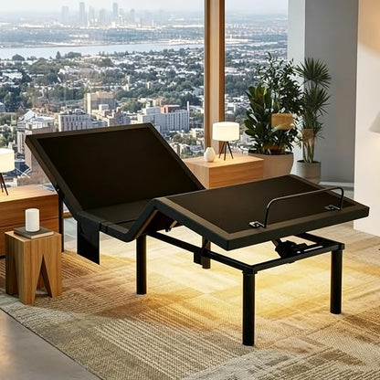 Marsail Twin XL Adjustable Bed Frame with Head & Foot Incline, 4 USB Ports, Under-Bed Night Light, 4 Height Options, Remote Control & Zero Gravity Electric Adjustable Bed Base