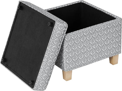 HomePop 18" Classic Square Storage Ottoman - Light Grey Print