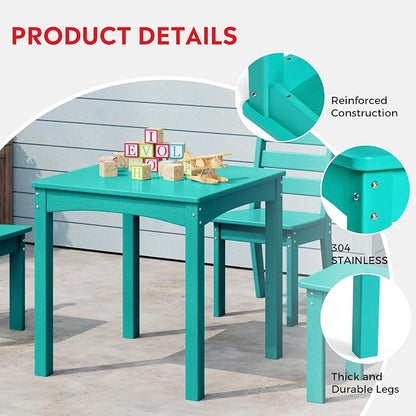 Costaelm Kids Outdoor 24" Dining Table, Turquoise