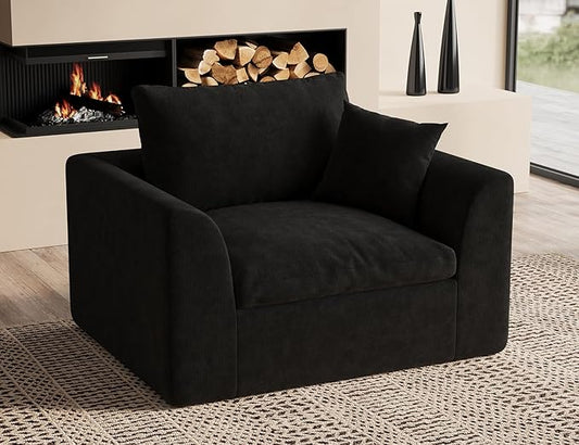 ohllob 48.6" Single Sofa, Small Boneless Couches for Living Room, Cloud Couch for Bedroom, Office, Black
