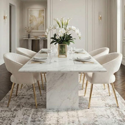 Hyfirm Leather Dining Chairs Set of 2, Modern Cream Gold Kitchen Chairs with Hollow Back, Upholstered Accent Side Chairs for Living Room/Reception/Restaurant