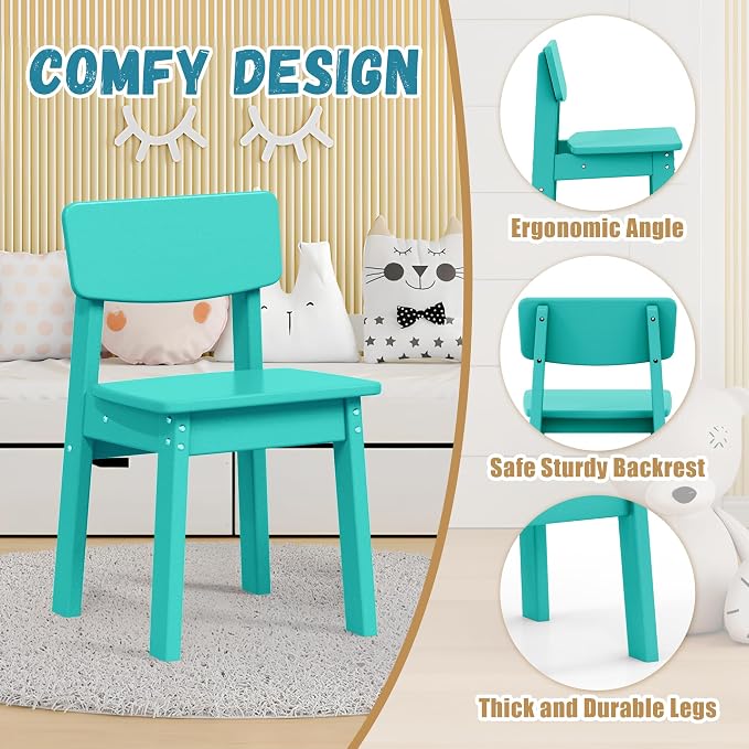 Costaelm Outdoor Kids Dining Chair Set of 2,Step Stool Toddler Chair, Turquoise