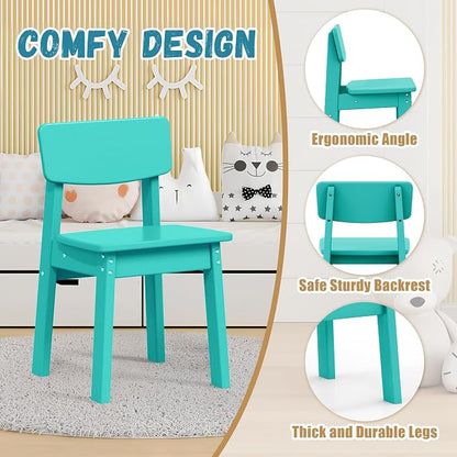 Costaelm Outdoor Kids Dining Chair Set of 2,Step Stool Toddler Chair, Turquoise