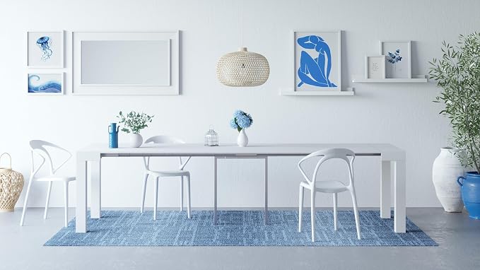Mobili Fiver, First, Extendable Console Table 17.7(120) x35.4 in, High Gloss White, Made in Italy