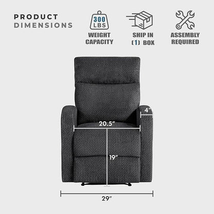 Lexicon Manual Recliner Chair, Textured Microfiber Reclining Chair, Wall Hugger, Track Arms, Magazine Pockets, Manual Recliner for Living Room/Office/Apartment, Easy Assembly, Dark Gray