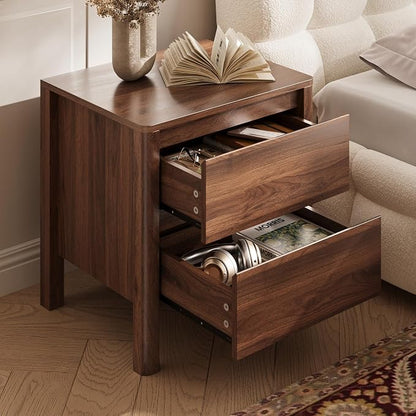 MAISONARIA Walnut 3-Piece Dresser Bedroom Set, 9 Drawers Dresser & 2 Drawer Nightstands with Hidden Handles, Wood Chest of Drawers for Bedroom, Living Room, Entryway