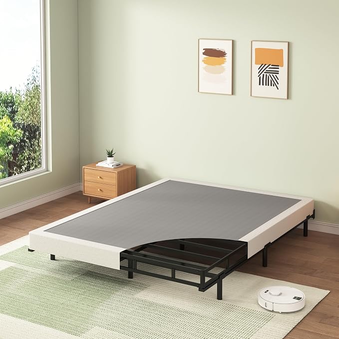 FMDMR Full Size Box Spring with Fabric Cover Set, 5 Inch Full Box Spring with 3000lbs Max Weight Capacity, Durable Mattress Foundation Easy Assembly, Non-Slip, Noise Free
