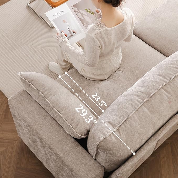 53'' Loveseat Sofa with All Seats Storage, Modular Sectional Couch with Deep Seat,Oversized Comfy Couch with Throw Pillows,Single Sofa Chair for Living Room,Bedroom,Chenille,Khaki