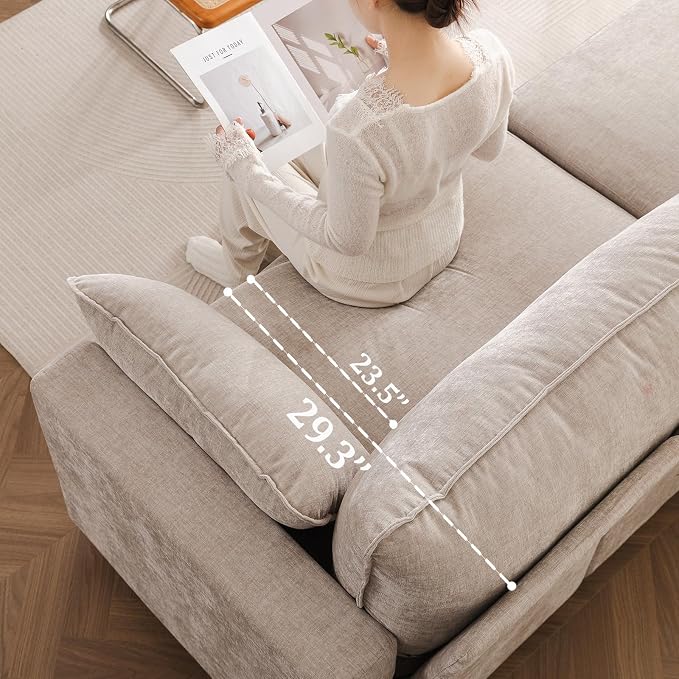 135'' Modular Sectional Couch with All Seats Storage,Oversized 3-Seater Comfy Sofa with 7.8'' Upholstered Cushion,Big Couches with Throw Pillows for Living Room,Bedroom,Chenille,Khaki