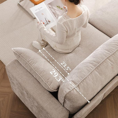 135'' Modular Sectional Couch with All Seats Storage,Oversized 3-Seater Comfy Sofa with 7.8'' Upholstered Cushion,Big Couches with Throw Pillows for Living Room,Bedroom,Chenille,Khaki