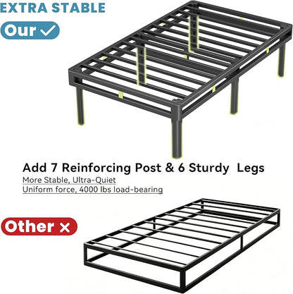 NKZ Twin Box Spring 18 Inch, All-in-One Mattress Foundation for Twin Bed, 4000lbs Heavy Duty Metal Bed Base with 6 Round Corner Legs, Fabric Cover, Noise Free, Easy Assembly