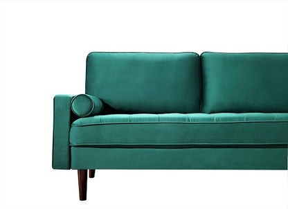 Container Furniture Direct Modern Velvet Upholstered Living Room Diamond Tufted Chesterfield Sofa With Gleaming Nailheads, Sofa, Green