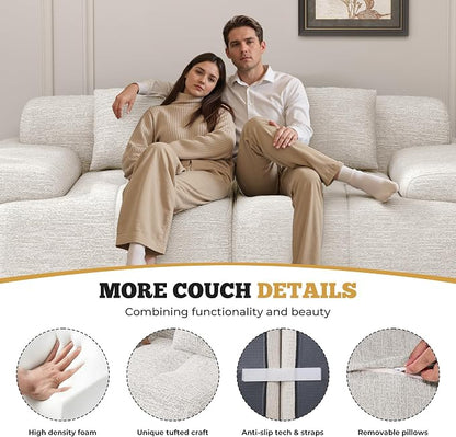 85" Cloud Loveseat Sofa in a Box, Modern Small Couch No Assembly Required, Comfy Deep Seat Boneless Couches for Living Room, Bedroom, Apartment, Beige 1 PCS
