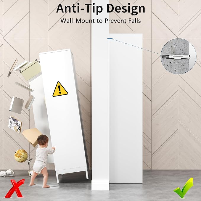 71" Metal Storage Cabinet with 4 Adjustable Shelves, White & Gold Tall Kitchen Pantry Cabinet, 180 lbs Load Per Shelf, Heavy Duty Steel Utility Organizer, Magnetic Catch