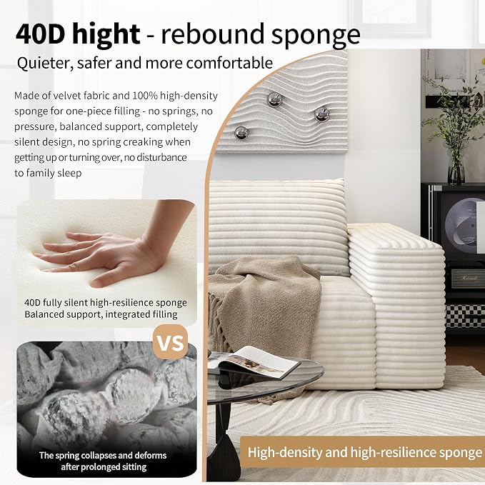 Settab 71" Loveseat Sofa,Modular Couch with Deep Seat Memory Foam,Comfy Small Cloud Couch for Small Spaces,No Assembly Sofa for Living Room Bedroom,Apartment,White