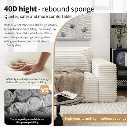 63" Loveseat Sofa,Modular Couch with Deep Seat Memory Foam,Comfy Small Cloud Couch for Small Spaces,No Assembly Required Sofa for Living Room Bedroom,Apartment,White