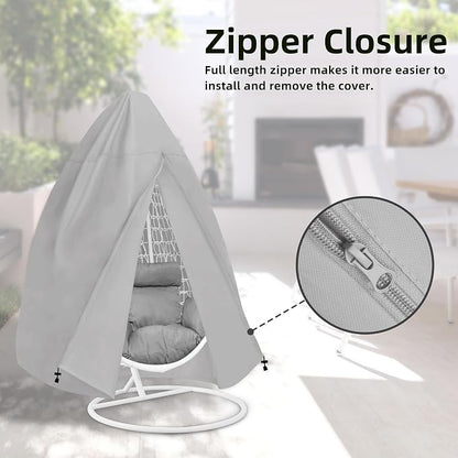 Easy-Going Patio Hanging Egg Chair Cover, UV Resistant Waterproof Outdoor Single Seat Swing Chair Cover with Zipper, Grey