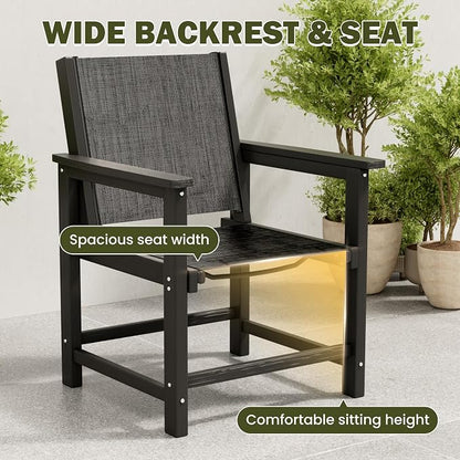 Amopatio Patio Dining Chairs HDPE Plastic Outdoor Chair with Wide Seat All Weather UV Resistant Heavy Duty Resin Patio Chairs for Poolside Garden Porch Backyard Balcony & Deck(1PCS)