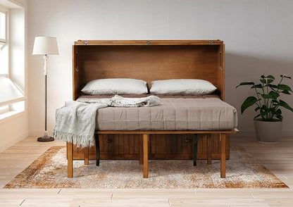 Mega Solutions Murphybedz Tuscany Murphy Cabinet Chest Bed with Charging Station 6 Inch (Scandinavian Oak, Queen)