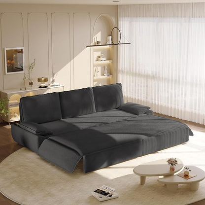 ERYE King Foldable Sleeper Sofa,Oversized 3-in-1 Convertible Pull Out Sleeper Sofabed W/Pillow Armrests,3 Seat Couch Space Saving Sleeper Sofa Bed for Living Room Bedroom