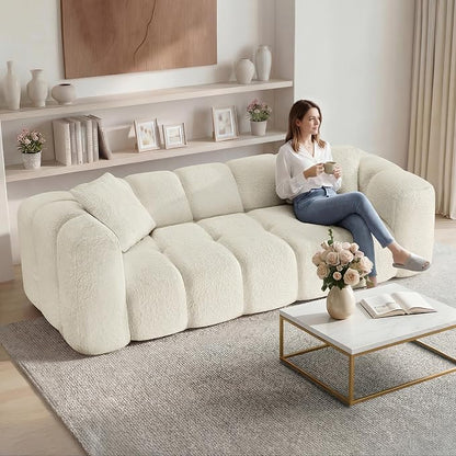 KISLOT 84" Boneless Couch No Assembly Required Loveseat Sofa Modern Deep Seat Cloud Couch Modern Compressed Sofa Oversized Upholstered 3-Seater for Living Room Bedroom