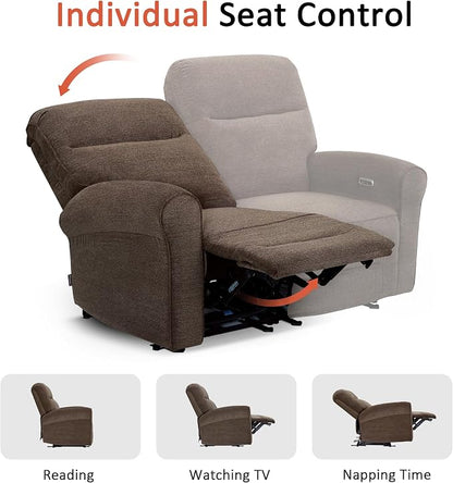 MCombo 64.6" Wall Hugger Power Loveseat Recliner Sofa with USB Ports, Reclining Loveseat for Small Spaces Living Room RV, Fabric PR635M1 (Dark Brown)
