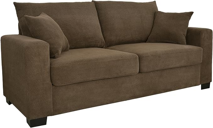 Ball & Cast 69" Loveseat Sofa, Modern Love Seat Couches for Living Room,Upholstered 2 Seater Small Couch with Throw Pillows for Bedroom,Apartment,Office,Easy Assembly,Coffee