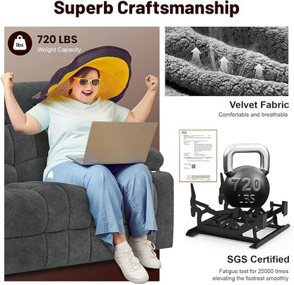 Loveseat Recliner Sofa Set with 2+1 Pieces, 2 Seater Minimalist Style Fabric Manual Pull Tab Reclining Loveseat with USB Charge Ports, Cup Holders, Recliner Couches for Living Room, RV, Gray