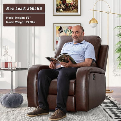 HAOMARKETS Electric Recliner Chair, Soft PU Leather Power Recliners with Padded Backrest, Single Overstuffed Heavy Duty Reclining Sofa for Living Room Bedroom, Brown