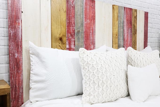 Barn Walls Country Mix Signature Design, Multicolored Solid Wood Headboard, Floating Panels, Wall Mount, Adjustable Height, California King Size