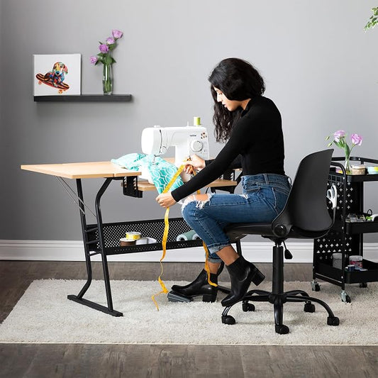 Sew Ready Eclipse Hobby/Sewing Craft Table, Black/Maple