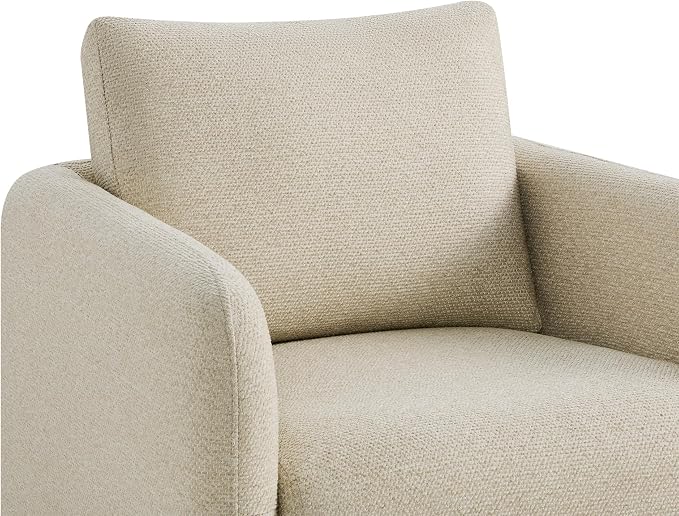 Modern Swivel Accent Chair, 360° Rotating Round Barrel Armchair with Performance Fabric Upholstery for Living Room, Bedroom, Office, Reading Nook, Single,Oatmeal
